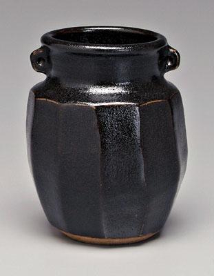 Janet Leach stoneware jar, paneled