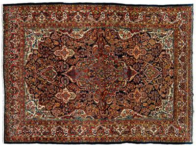 Sarouk rug, dark blue central panel