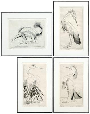 Four Ray H French etchings American  92b14