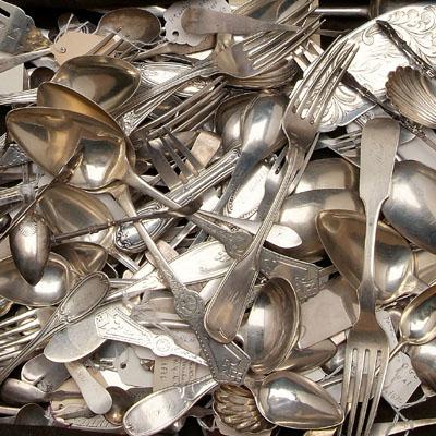 89 pieces coin silver flatware: forks,