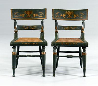 Pair Baltimore painted side chairs: