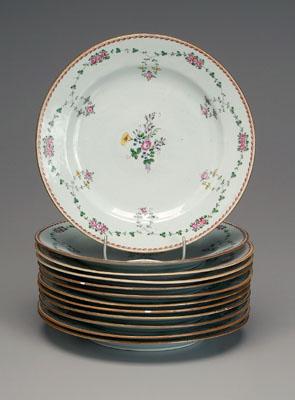 12 Chinese export plates: central