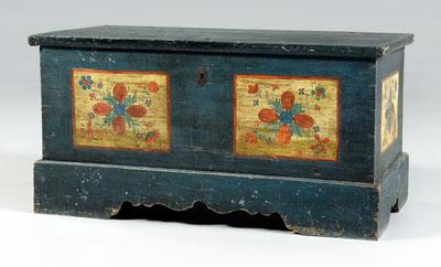 Paint-decorated chest on frame,