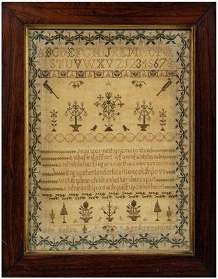 1823 alphabet and verse sampler,