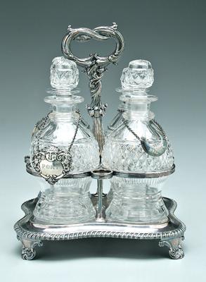 Silver plated decanter set: shaped