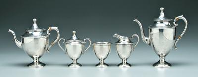 Five piece sterling tea service: Preisner