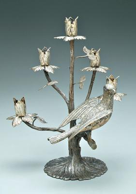 Mexican sterling gilt bird in tree: