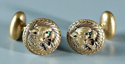 Pair Art Nouveau lion cufflinks: