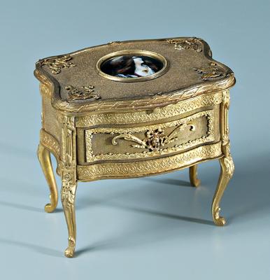 French bronze doré jewelry cask,