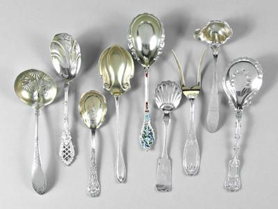 Nine pieces assorted silver flatware: