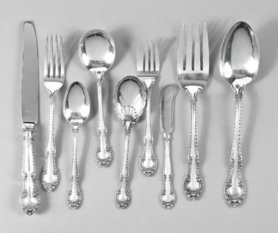 English Gadroon sterling flatware,