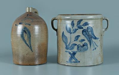 Two pieces salt glaze stoneware: