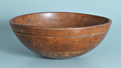 Large wooden bowl, wood undetermined,