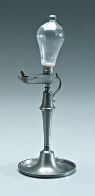 Pewter fluid lamp, clear glass