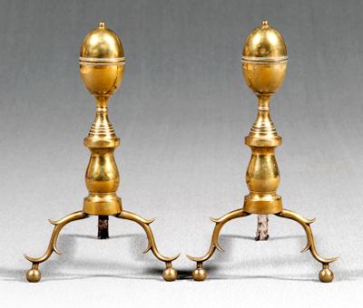 Pair Federal andirons lemon finials 92821