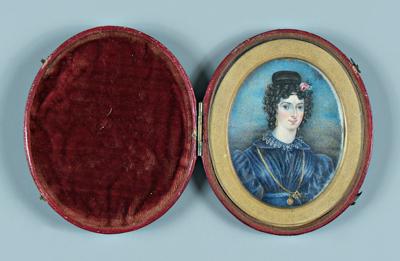 Miniature portrait on ivory woman 9282b