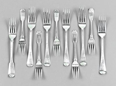 Eleven English silver forks Hanoverian 92835