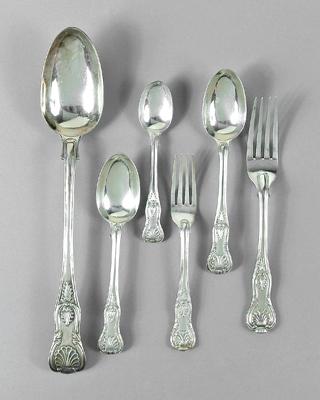 King's style English silver flatware,