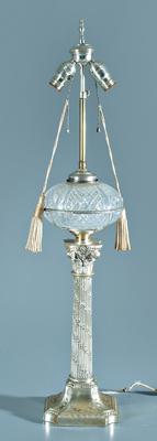 Cut glass and silver plated lamp  92851