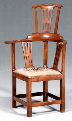 Chippendale comb-back corner chair,
