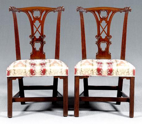 Pair Chippendale mahogany side 92856