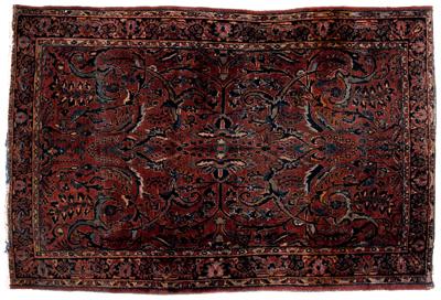 Sarouk rug, repeating floral and