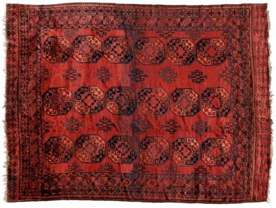 Turkoman rug, three rows of guls