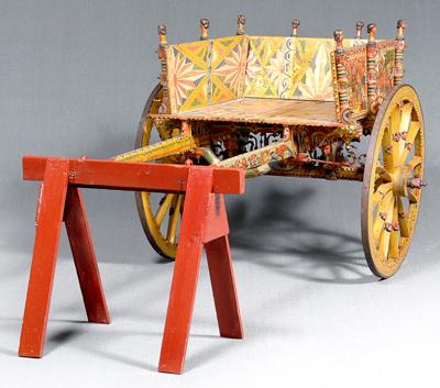 Sicilian carved, painted donkey cart,