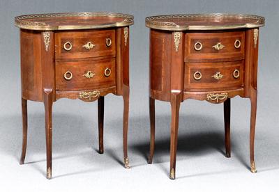 Pair kidney form two-drawer commodes: