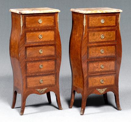 Pair Louis XV style lingerie chests: