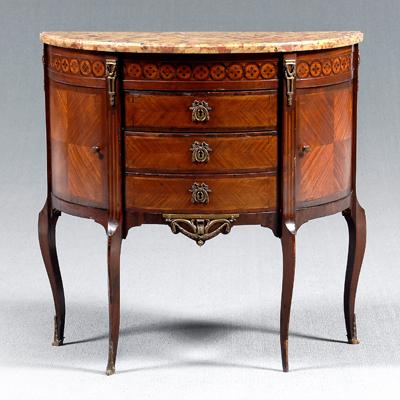 Louis XV style marble top commode,