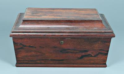Large rosewood tea box, four lined