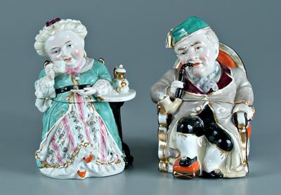 Two German figural humidors, hand painted
