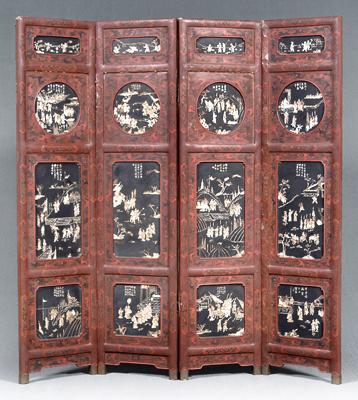 Chinese lacquered four panel screen  928fa