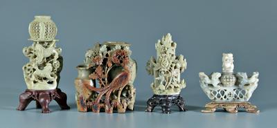 Four Chinese soft stone carvings  928fc