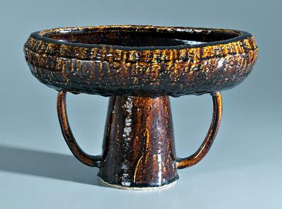 Brown glazed stoneware center bowl,