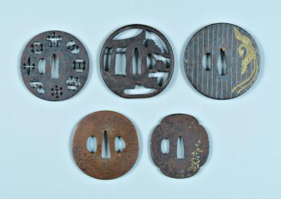 Five Japanese tsuba copper carved 92909