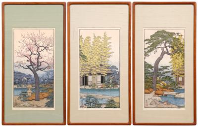 Three Toshi Yoshida woodblock prints