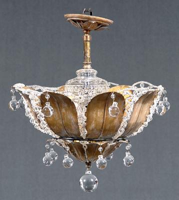 Crystal and brass light fixture,