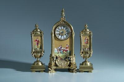 Tiffany clock and garniture: key wind