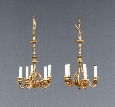 Pair bronze dor hall chandeliers  9293a