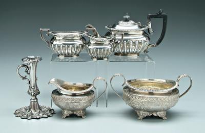 Six pieces English silver hollowware: