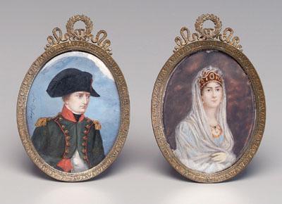 Pair Napoleonic miniature portraits: