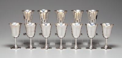 Set of 12 sterling goblets: marks