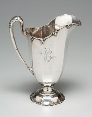 Sterling water pitcher, paneled