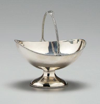 Coin silver basket, pedestal base,