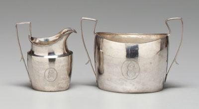 Coin silver creamer and sugar: tapered