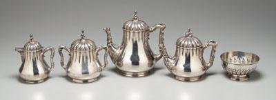 Five piece coin silver tea service  92dbe