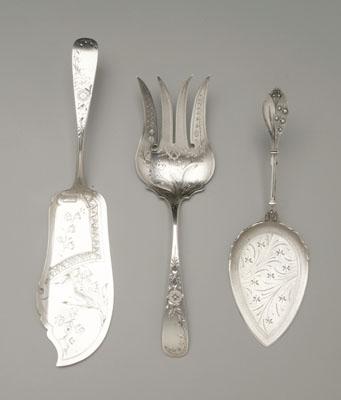 Three sterling silver serving pieces,