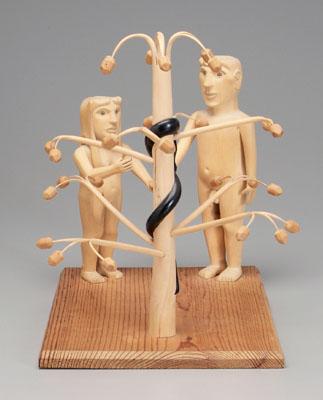 Tolson folk art carving, Adam and